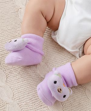 Cute Walk by Babyhug Socks With Animal Applique - Purple