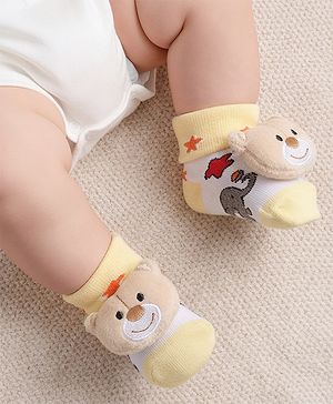 Cute Walk by Babyhug Socks With Animal Applique - Yellow
