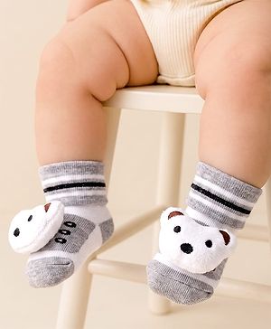 Cute Walk by Babyhug Socks With Animal Applique - Grey