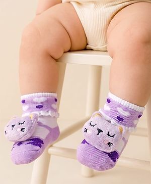 Cute Walk by Babyhug Socks With Animal Applique - Purple