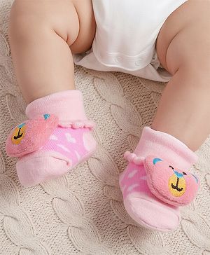 Cute Walk by Babyhug Socks With Animal Applique - Pink