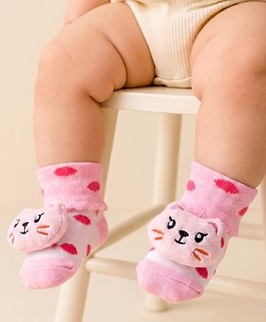 Cute Walk by Babyhug Socks With Animal Applique - Pink
