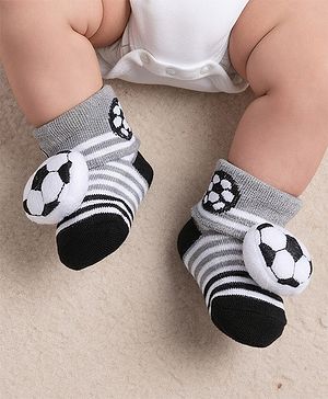 Cute Walk by Babyhug Socks With Football Applique - Black