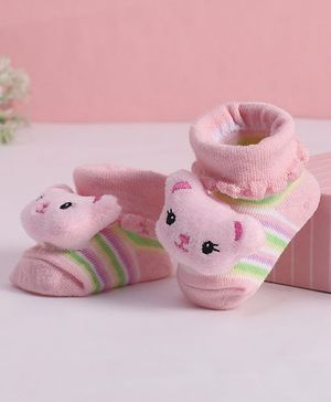 Cute Walk by Babyhug Socks With Animal Applique - Pink