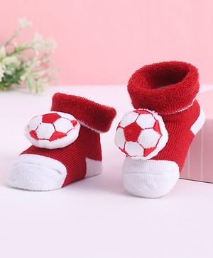 Cute Walk by Babyhug Socks With Football Applique - Red