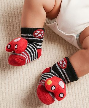 Cute Walk by Babyhug Socks With Vehicle Applique - Red