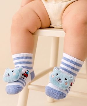 Cute Walk by Babyhug Socks With Animal Applique - Light Blue