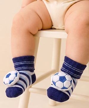 Cute Walk by Babyhug Socks With Football Applique - Navy Blue