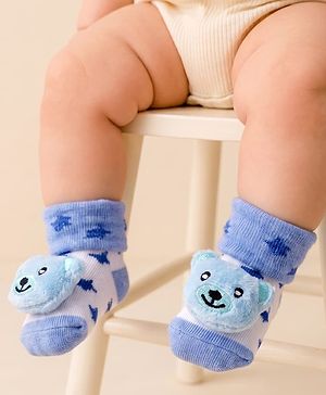 Cute Walk by Babyhug Socks With Animal Applique - Blue