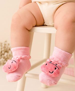 Cute Walk by Babyhug Socks With Animal Applique - Pink
