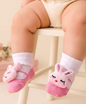 Cute Walk by Babyhug Socks With Animal Applique - Pink
