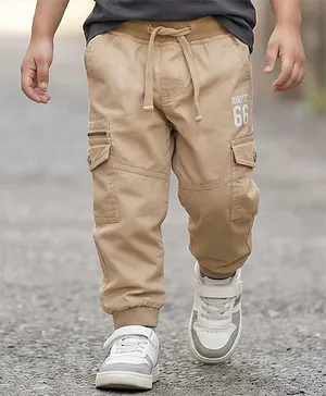 Babyhug Tussor Woven Full Length
                              Trousers With Pockets & Route 66 Print
                              - Khaki