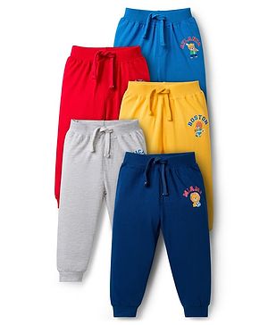 Babyhug Cotton Jersey Knit Full Length Animal Printed Lounge Pants Pack of 5 - Multicolor