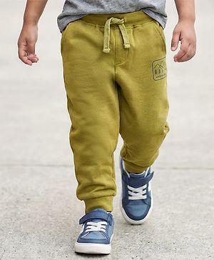 Babyhug Cotton Knit Full Length Lounge Pant With Adventure Ready Print - Olive Green