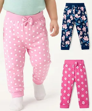 Babyhug Single Jersey Knit Full
                              Length Lounge Pants with Floral &
                              Polka Dot Print Bow Applique Pack of 3 -
                              Multicolor
