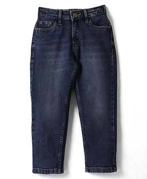 Pine Kids Denim Woven Full Length Washed Jeans - Blue