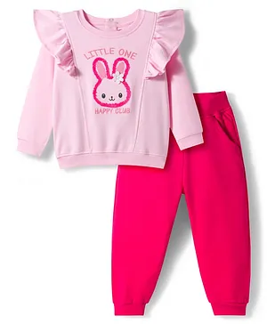 Babyhug Interlock Knit Full Sleeves
                              Top & Lounge Pant Set with Bunny Print
                              - Pink
