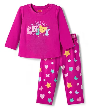 Babyhug Cotton Knit Full Sleeves
                              Night Suit with Star Print - Purple