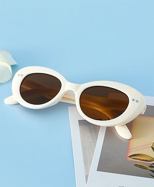 Pine Kids Solid Round Frame Sunglasses - White