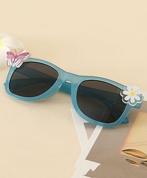 Babyhug Sunglasses With Floral & Butterfly Applique - Light Blue