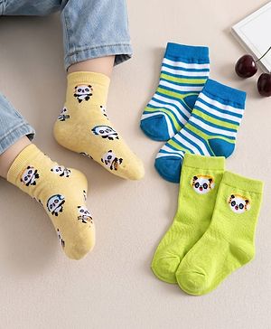 Cute Walk by Babyhug Ankle Length Anti Bacterial Socks with Panda Design Pack of 3 - Multicolour