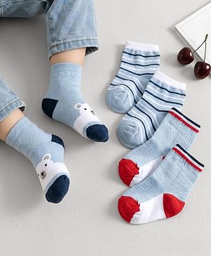 Cute Walk by Babyhug Ankle Length Anti Bacterial Socks with Snow Bear Design Pack of 3 - Multicolour