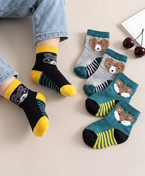 Cute Walk by Babyhug Ankle Length Anti Bacterial Socks with Fox Design Pack of 3 - Multicolour