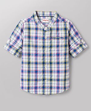 Babyhug Cotton Woven Shirt Full Sleeve Mandarin Collar Check Multi 9-12 Months