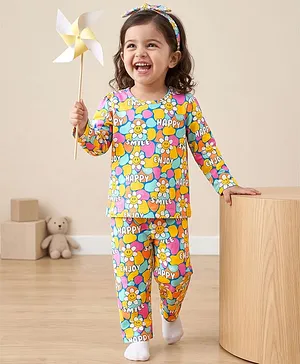 Babyhug Cotton Knit Full Sleeves
                              Co-ord Night Suit With Floral Print -
                              Multicolor