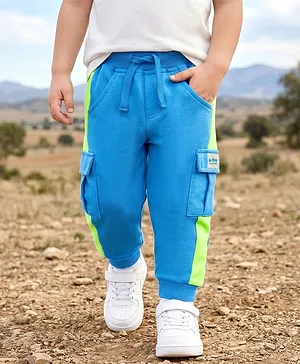 Babyhug Looper Knit Full Length
                              Lounge Pant With Text Badge - Blue