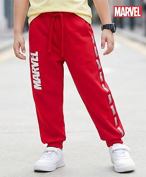 Pine Kids Marvel Terry Knit Full Length Lounge Pant with Marvel Graphic & Tape Detailing - Red