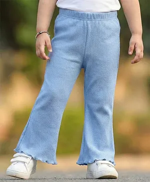 Babyhug Cotton Knit Full Length Solid
                              Color Flared Legging - Blue