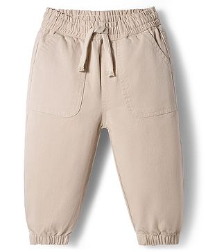 Bonfino Woven Full Length Twill Lycra Solid Joggers  - Off White
