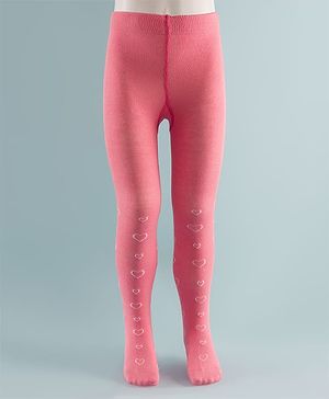Cute Walk by Babyhug Knit Heart Design Antibacterial Tights - Pink