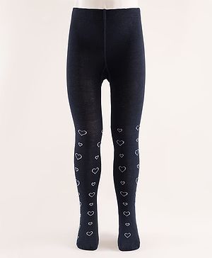 Cute Walk by Babyhug Knit Heart Design Antibacterial Tights - Navy