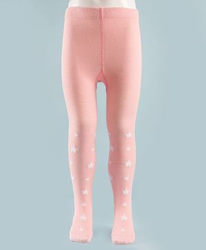Cute Walk by Babyhug Knit Antibacterial Tights with Star Design - Pink