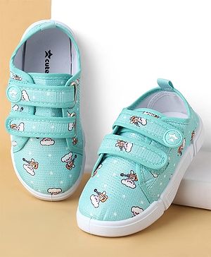 Cute Walk by Babyhug Velcro Closure Casual Shoes With Animal Print - Green