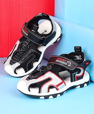 Cute Walk by Babyhug Velcro Closure Sandals With Sport Print - Black