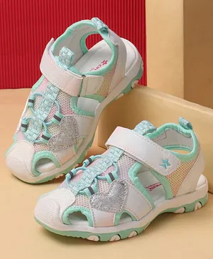 Cute Walk by Babyhug Velcro Closure Sandals
                      With Heart Applique - Green