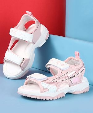 Cute Walk by Babyhug Velcro Closure Solid Sandals - Peach