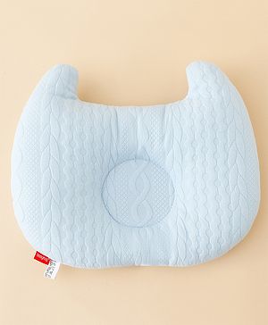 Babyhug Head Shaping Baby Pillow Prevents Flat Head Syndrome Soft & Breathable Neck & Shoulder Support Pillow Lightweight & Travel Friendly 0-6 Months New Born Gifting Option - Blue