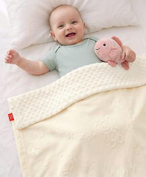 Babyhug All-Season Teddy Embossed Baby Blanket  Soft & Lightweight Gentle & Breathable Durable & Machine Washable| Ideal for 012 Months New Born Gifting Option Travel Friendly 100cm X 75cm  Beige
