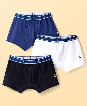 Pine Kids Cotton Elastane Knit Solid Trunks Pack of 3 - Multicolor