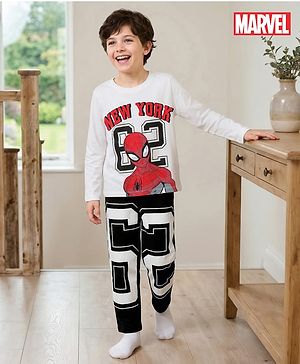 Pine Kids Marvel Single Jersey Knit Full Sleeves Night Suit With Spider-Man Graphics - Multicolor