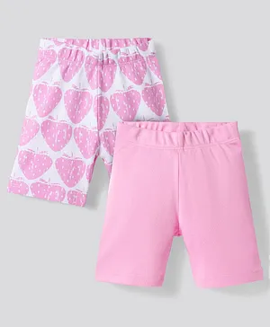 Bonfino 100% Cotton Knit Knee Length
                              Strawberry Printed Shorts Pack of 2 -
                              Pink