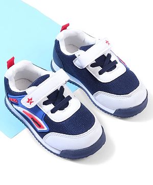 Cute Walk by Babyhug Velcro Closure Sneakers with Fashion Print - Navy Blue