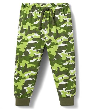 Babyhug Single Jersey Knit Full Length Lounge Pant with Camouflage - Green