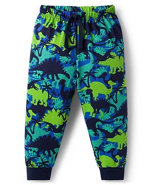 Babyhug Single Jersey Knit Full Length Lounge Pant With Dino Print - Multicolor