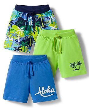 Babyhug Single Jersey Knit Mid Thigh Beach Theme Printed Shorts Pack of 3 - Multicolour