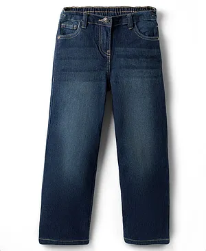 Kookie Kids
                              Full Length Comfort Fit Solid Color Denim
                              Jeans with Button - Navy Blue